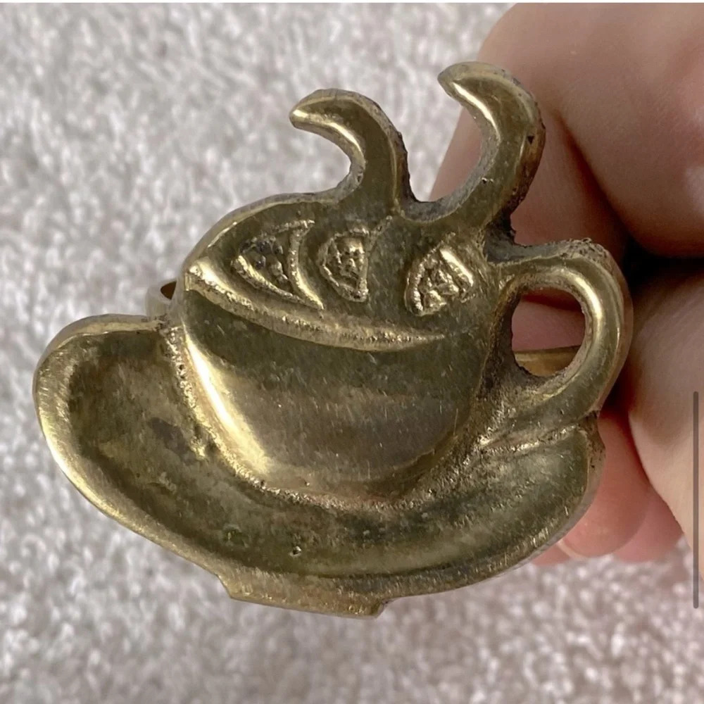 Vintage Brass Coffee  Cup Napkin Holders x5 - Picture 8 of 13